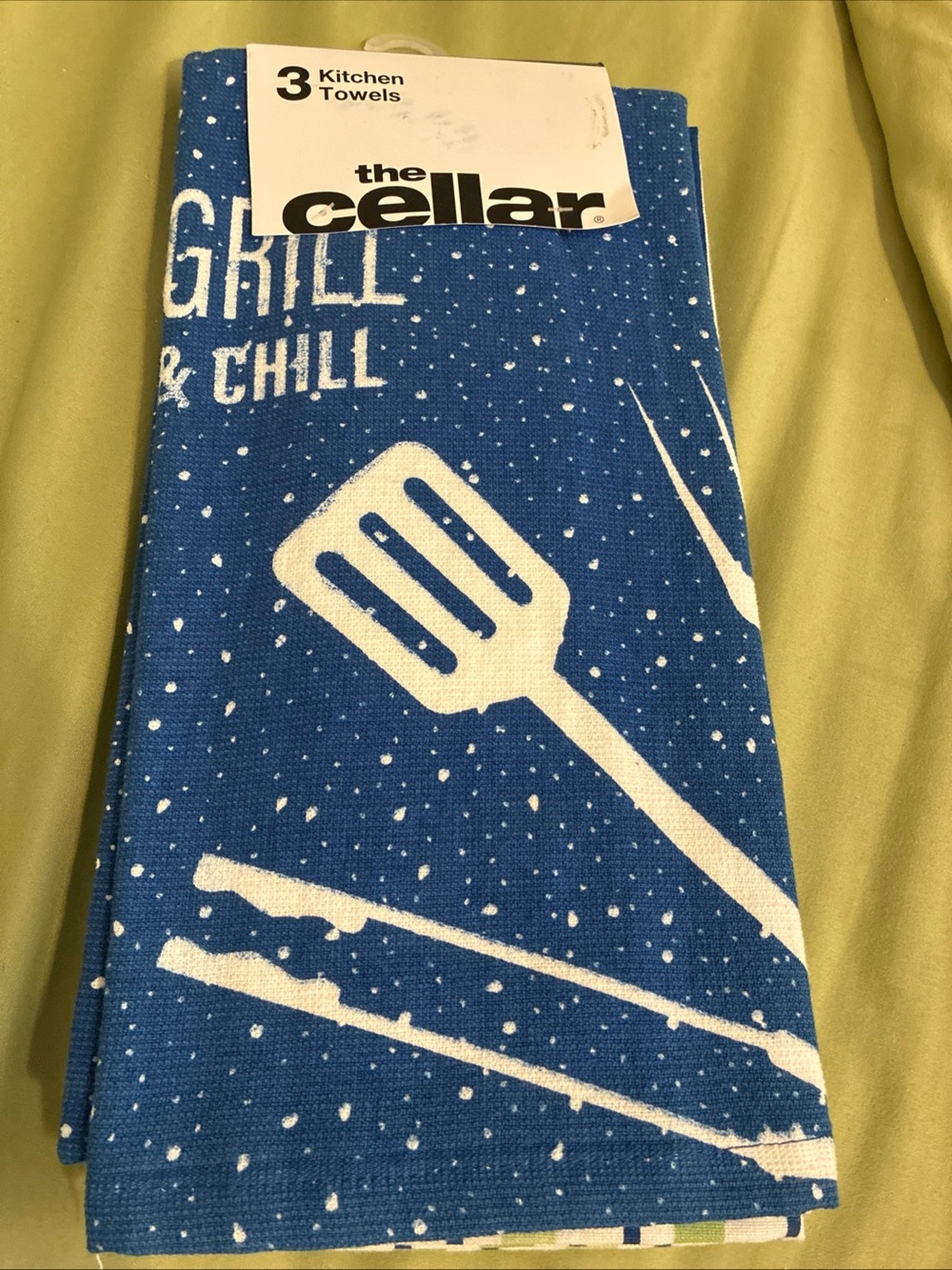 New The Cellar Macys 3 Pk Kitchen Towels Grill & Chill Bbq 16 X 26 Retail $50
